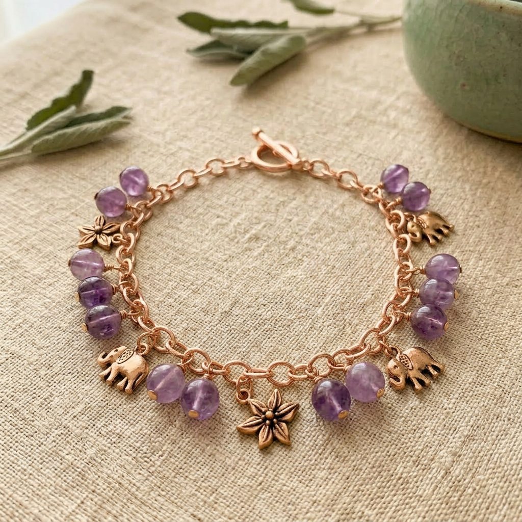 Amethyst Charm Anklet