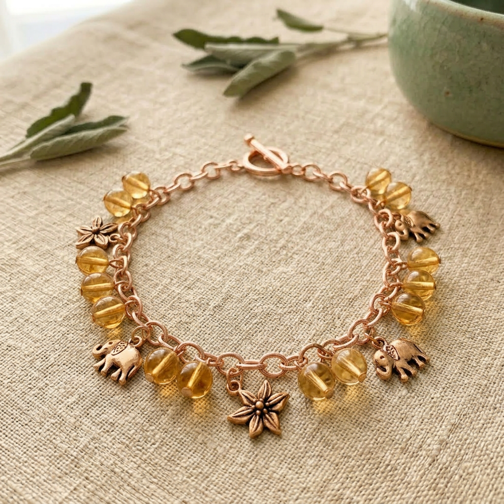 Citrine Charm Anklet