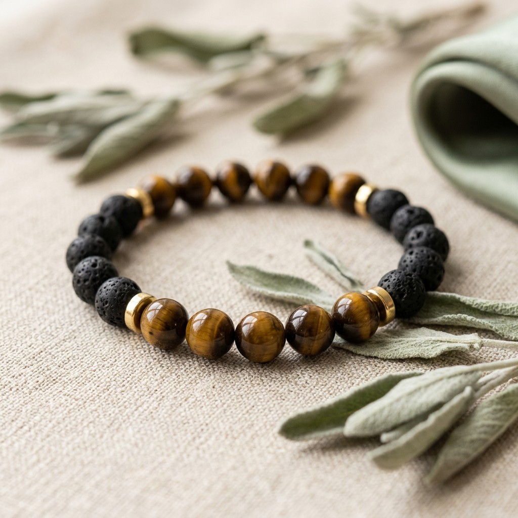 Lava Stone & Tiger's Eye Bracelet