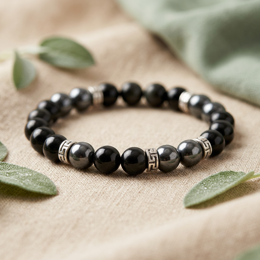 Obsidian & Hematite Bracelet
