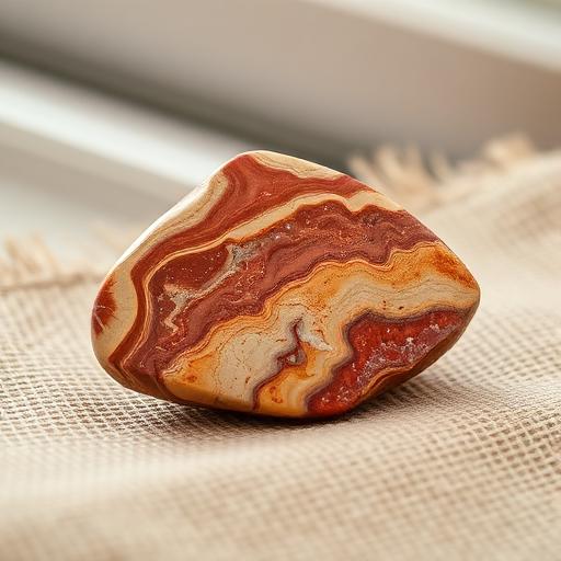 Mookaite stone — earthy red, ochre, and cream