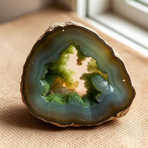 Moss Agate stone — translucent green with mossy inclusions
