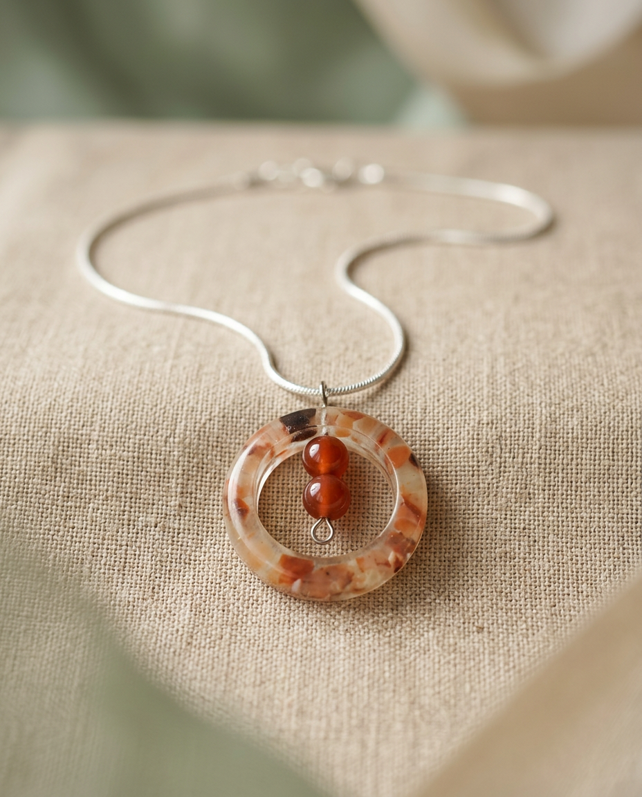 Carnelian Double Halo Pendant
