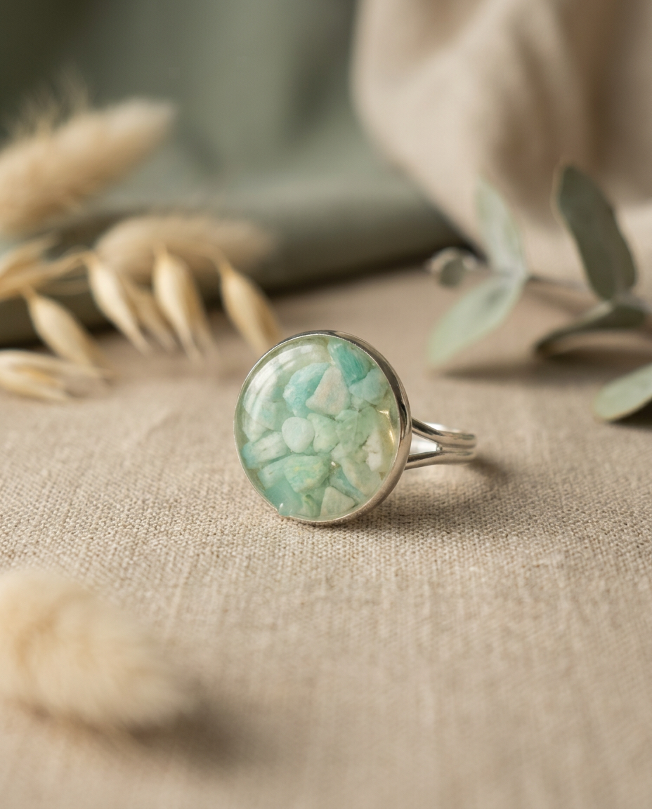 Amazonite Mint Silver Ring