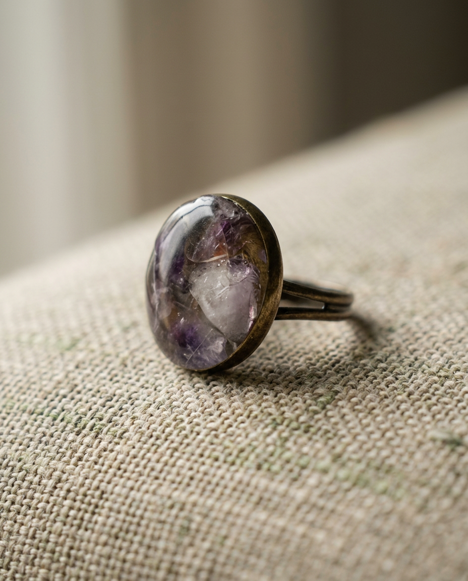 Amethyst Cluster Bronze Ring