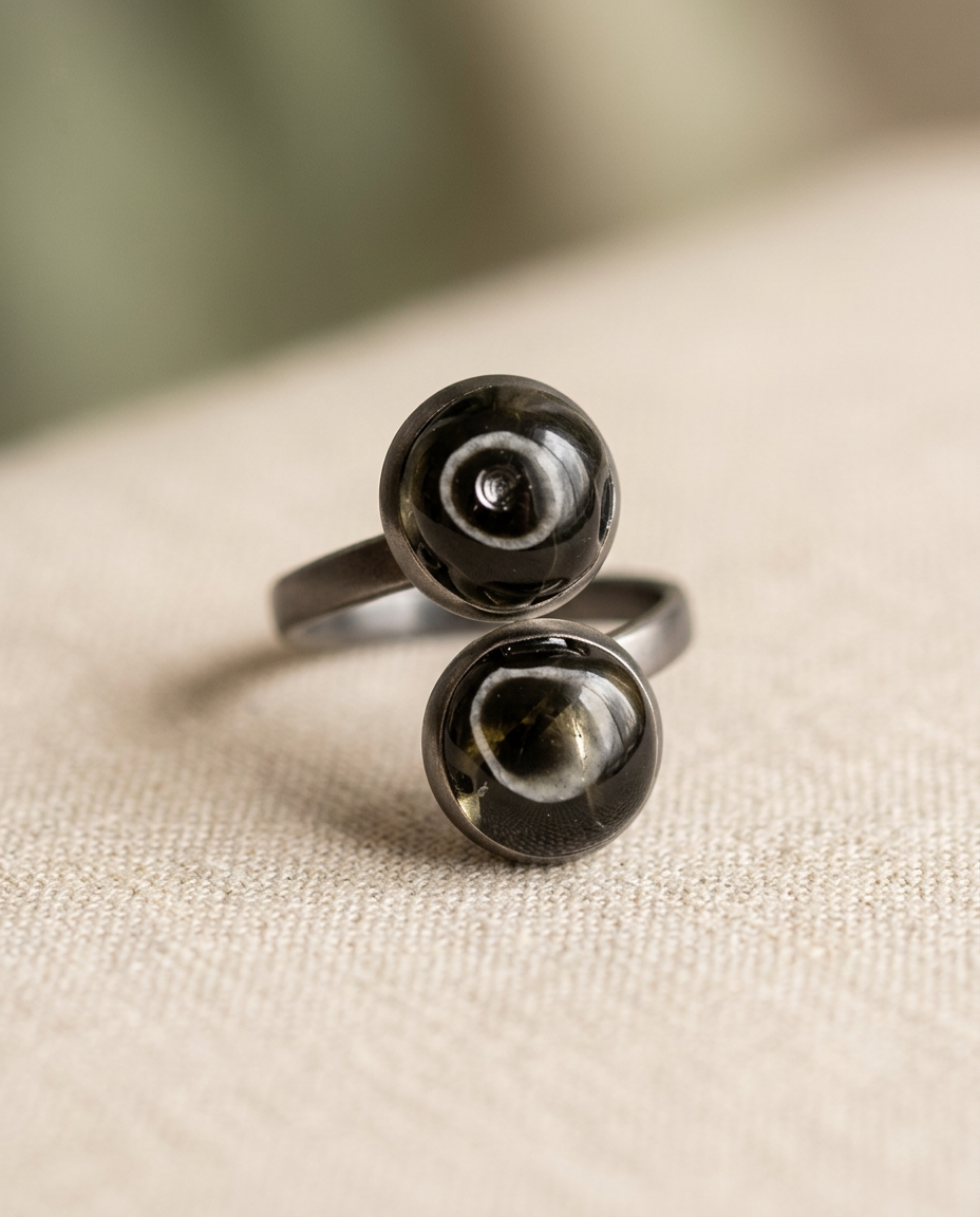 Twin Obsidian Shadow Ring