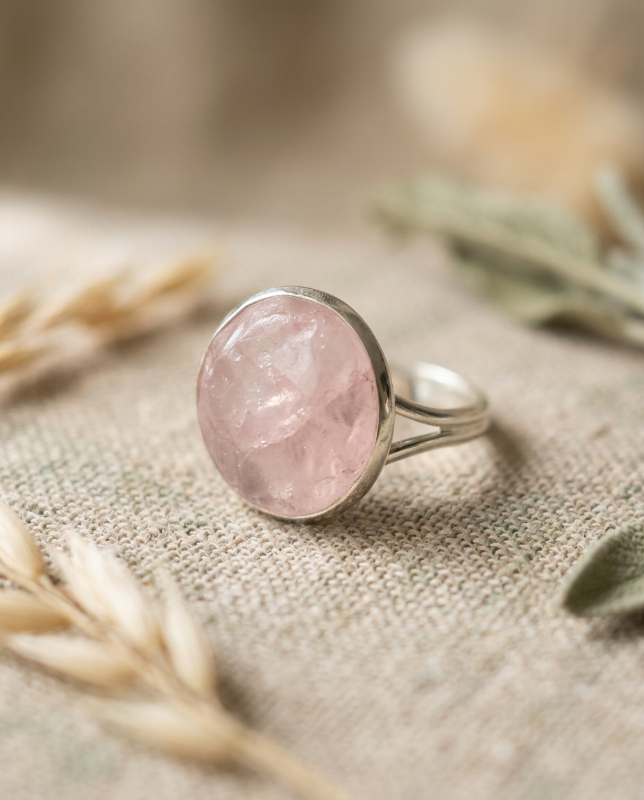 Rose Quartz Cabochon Ring